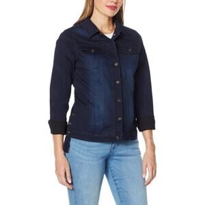 NEW! FLEXstretch Step Hem Denim Jean Jacket, Indigo - DG2 by Diane Gilman  Small